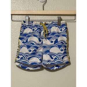 Baby Boden Whale Swim Trunks Size 18-24 Mo White Blue Summer Vacation Beach